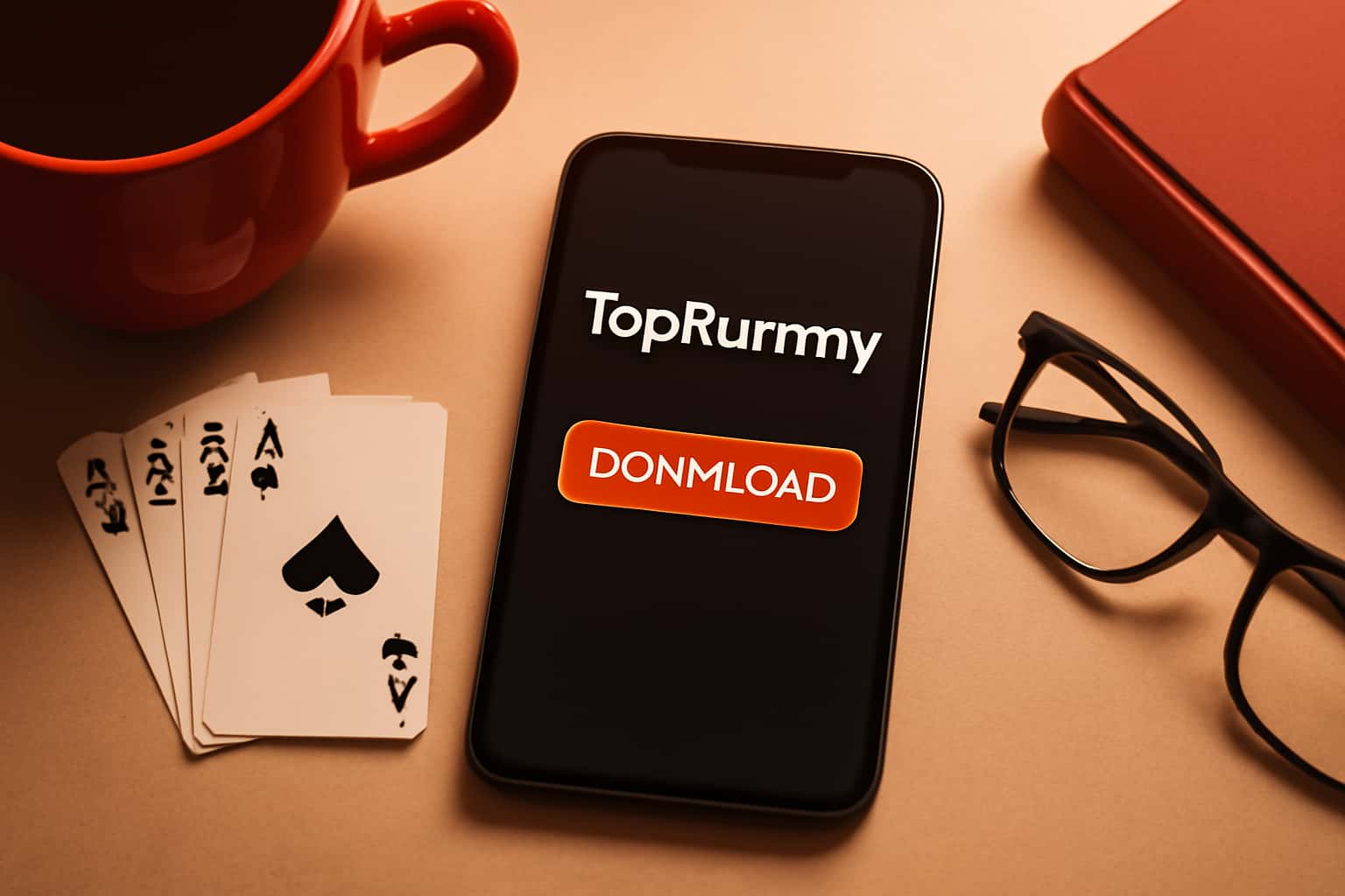 An informative graphic illustrating the download process for TopRummy.
