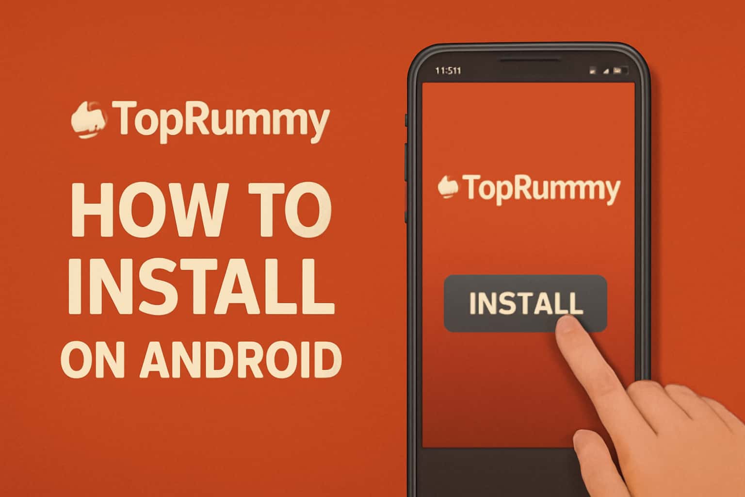 An illustration showing the process of installing TopRummy on an Android device.