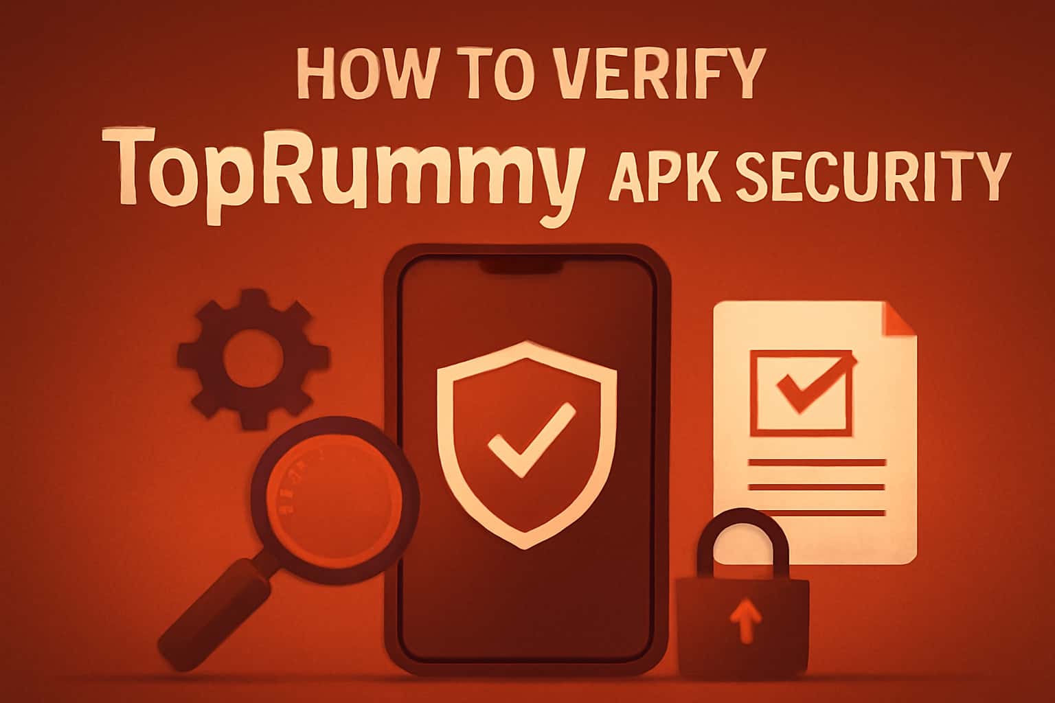 Informational graphic about verifying the security of TopRummy APK