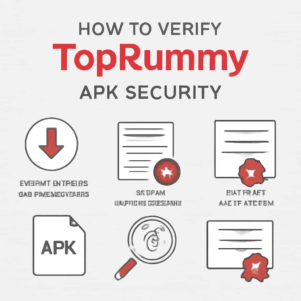 Diagram illustrating how to verify TopRummy APK security