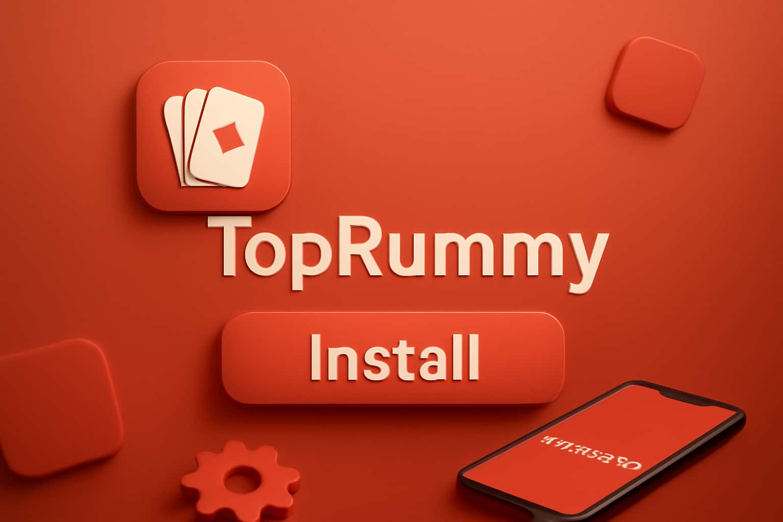 Informative scene illustrating installation process of TopRummy application.
