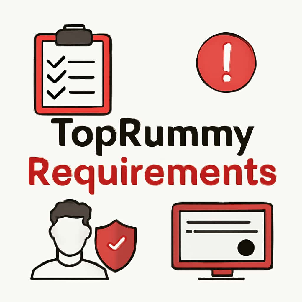 Illustration detailing the requirements for using TopRummy.