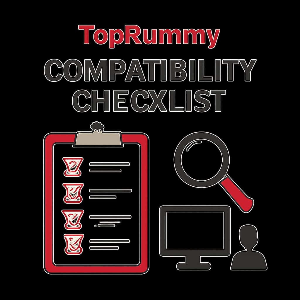 Diagram explaining TopRummy Compatibility Checklist.