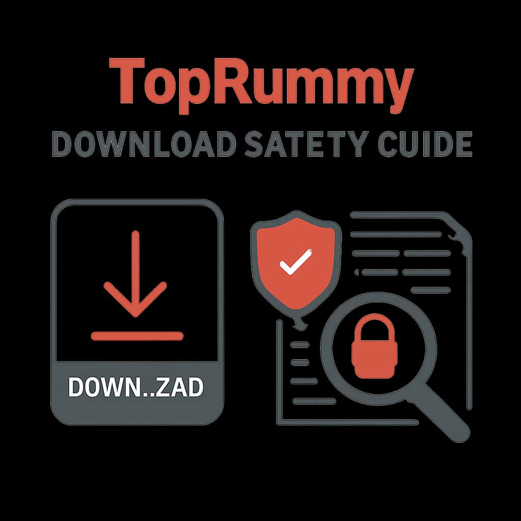 Illustration depicting steps for TopRummy Download Safety.