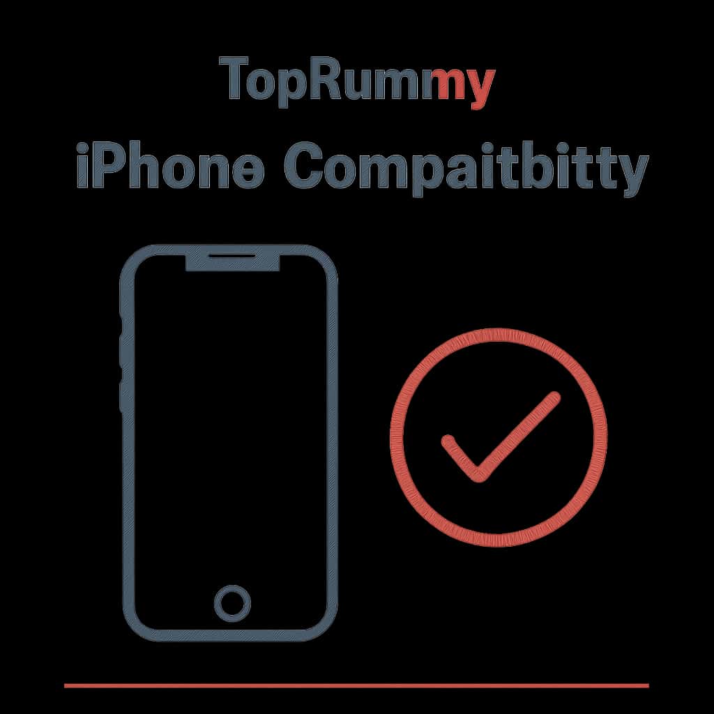Illustration depicting TopRummy iPhone Compatibility requirements.
