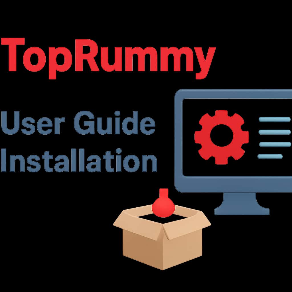 An educational diagram illustrating the installation steps for the TopRummy app.