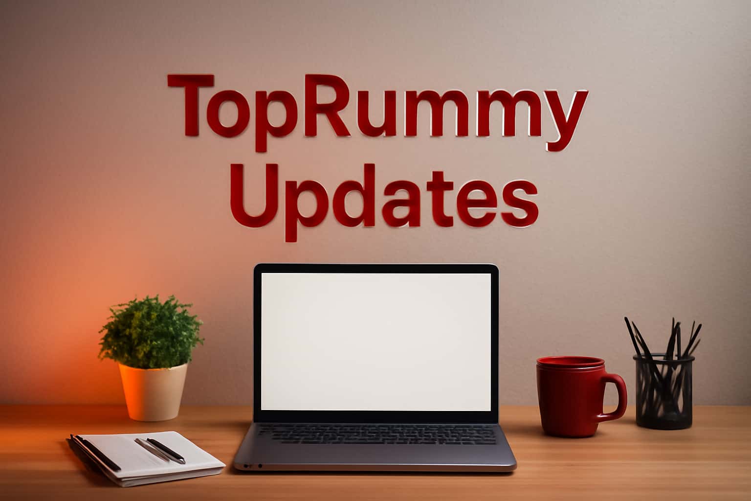 Informational image depicting TopRummy Updates in a high-tech setting.